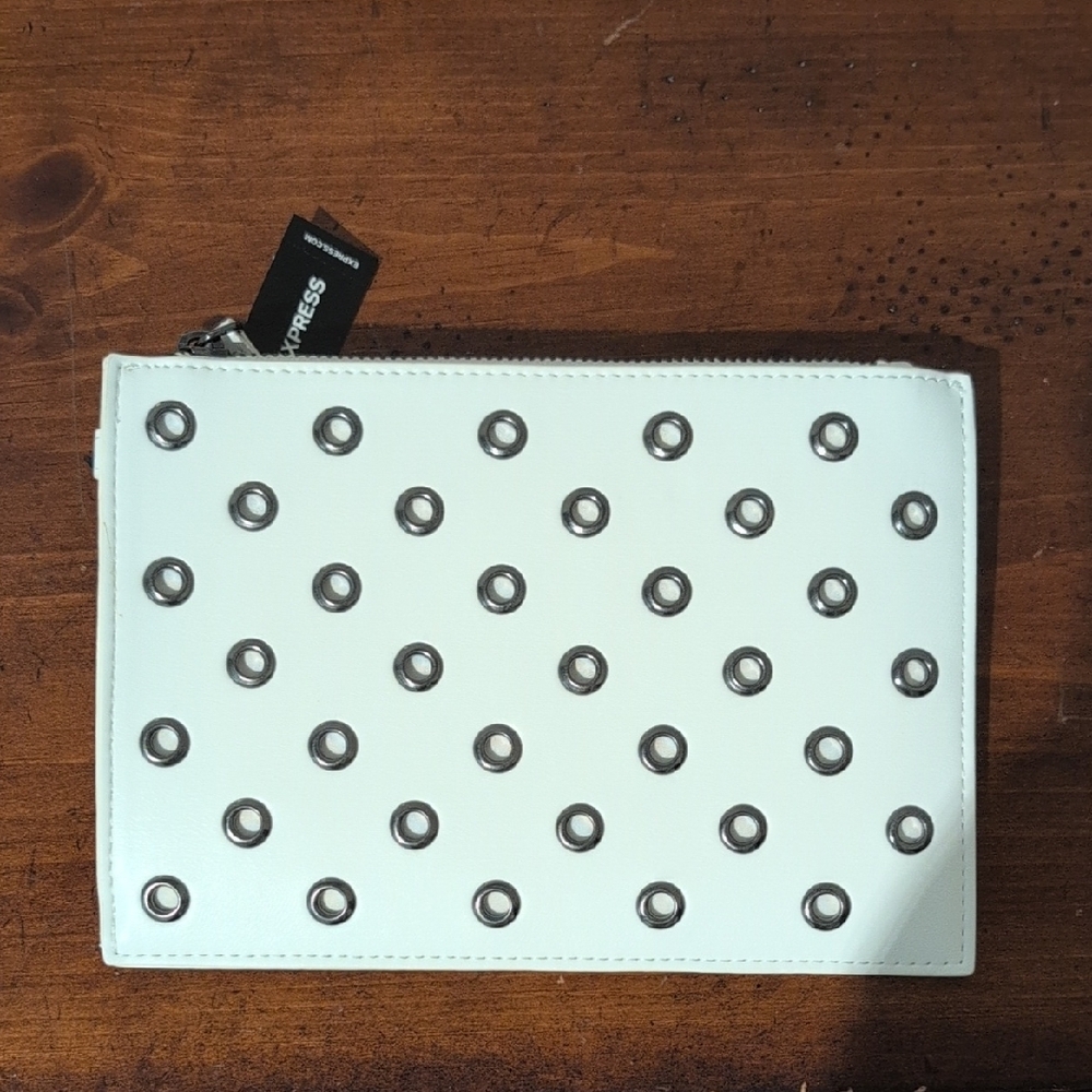 Express White Studded Clutch
